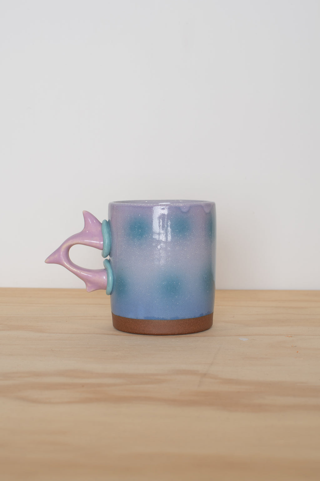 Tall Mug Purple Teal Spots