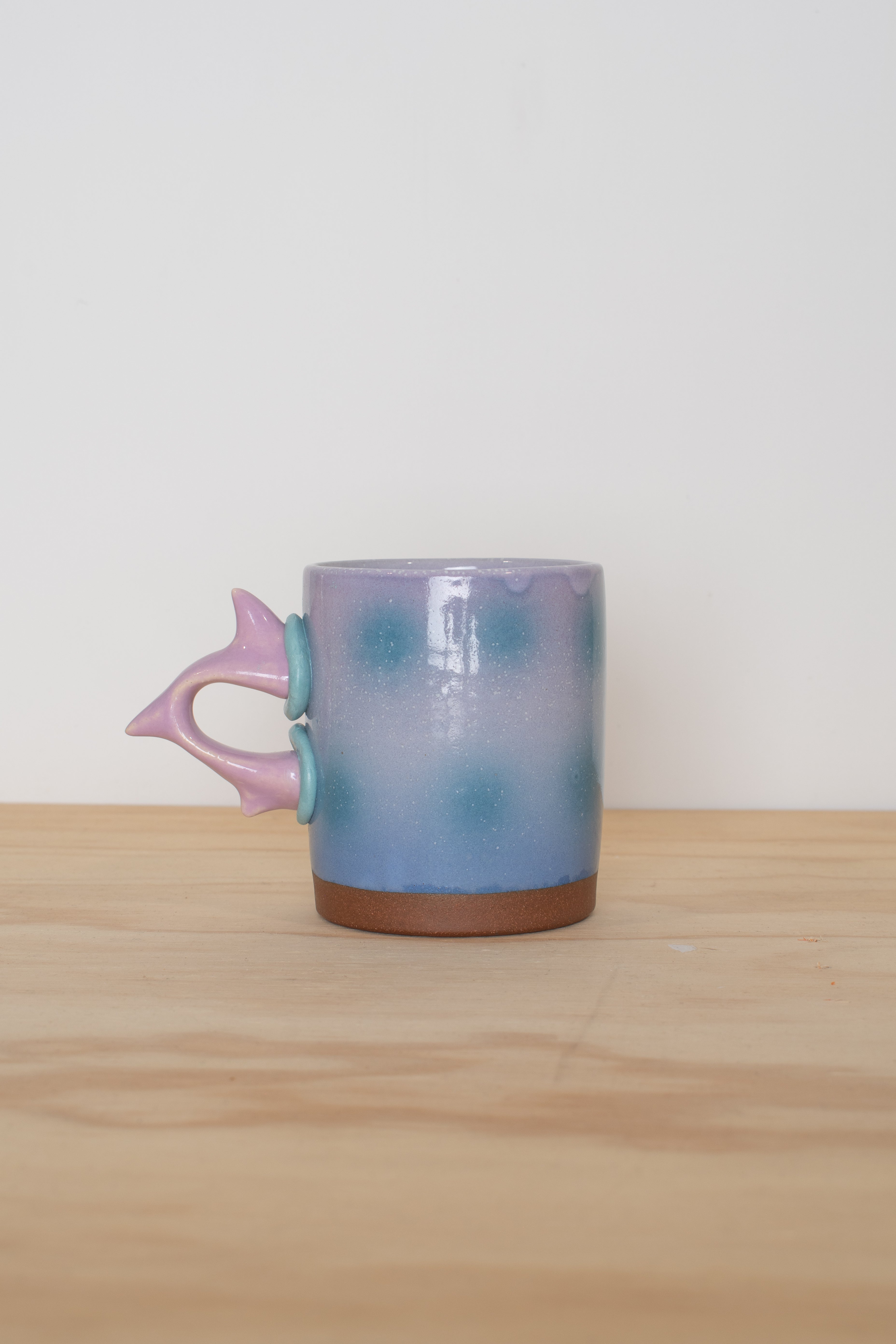 Tall Mug Purple Teal Spots
