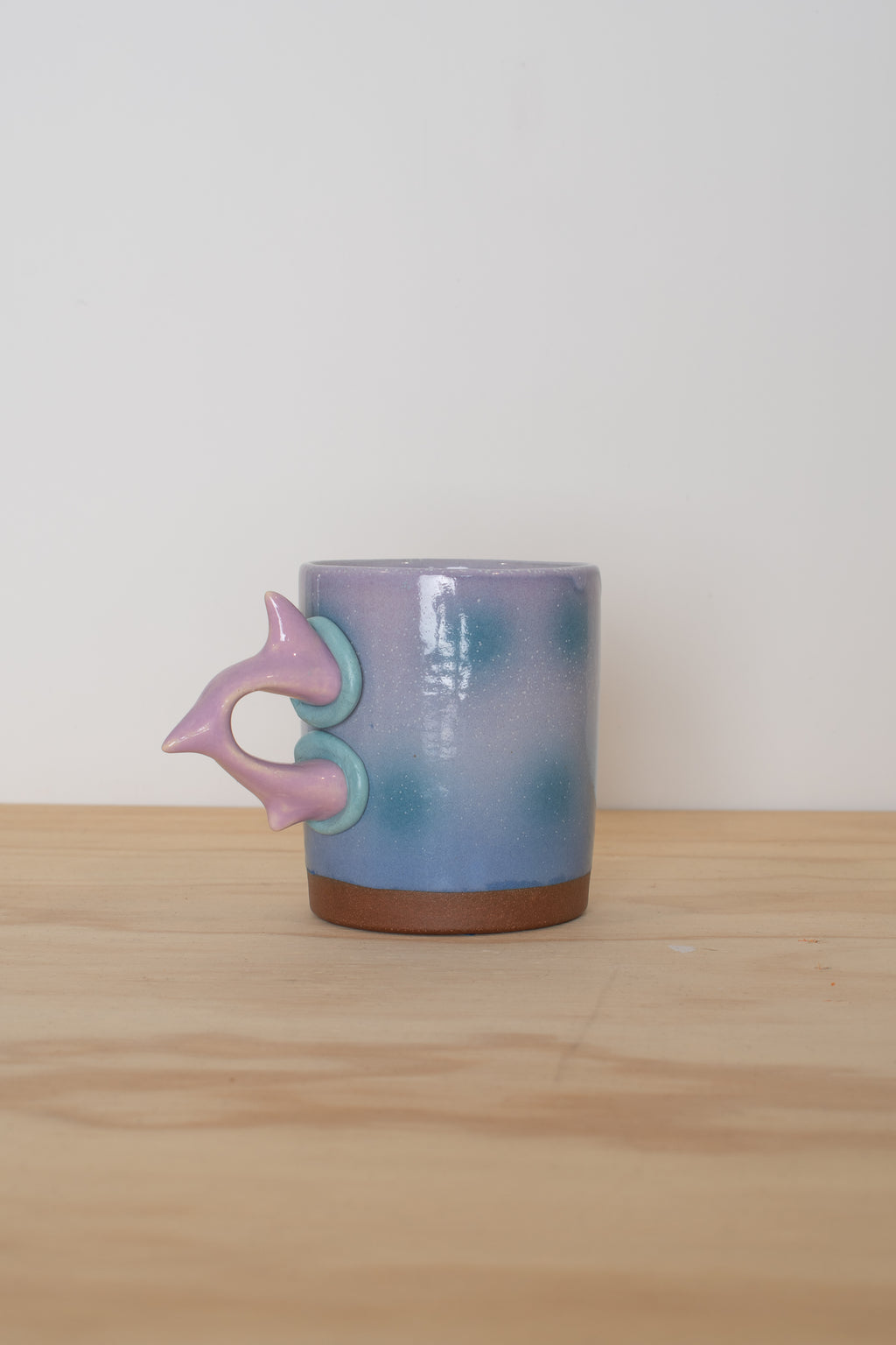 Tall Mug Purple Teal Spots