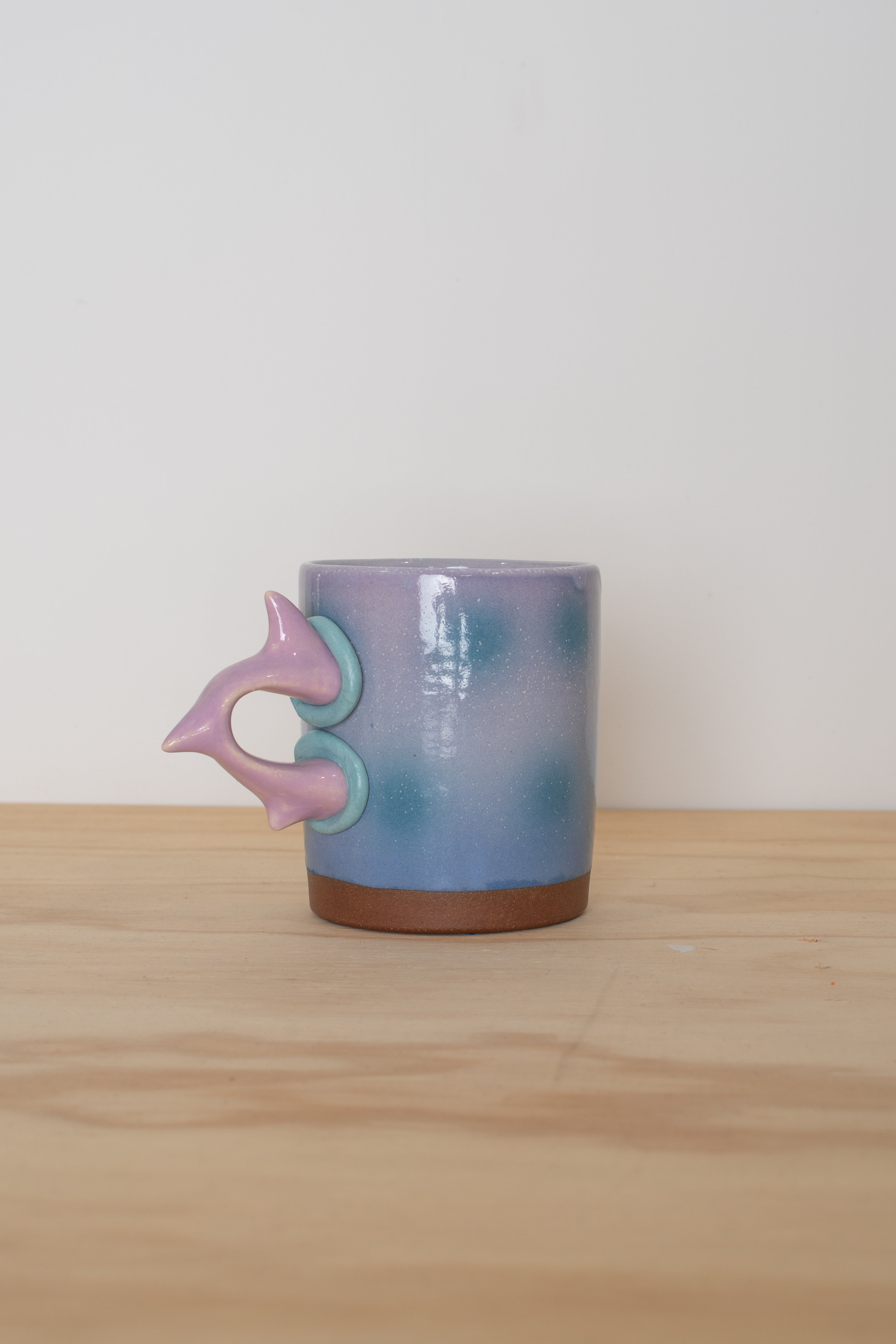 Tall Mug Purple Teal Spots